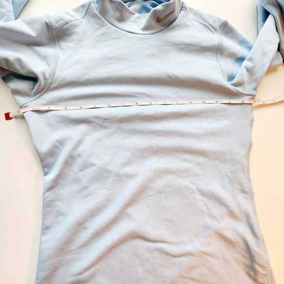 Nike Fit Dry Top Mock Turtleneck Womens Size Medium Light Blue Shirt Base Layer - Picture 4 of 6
